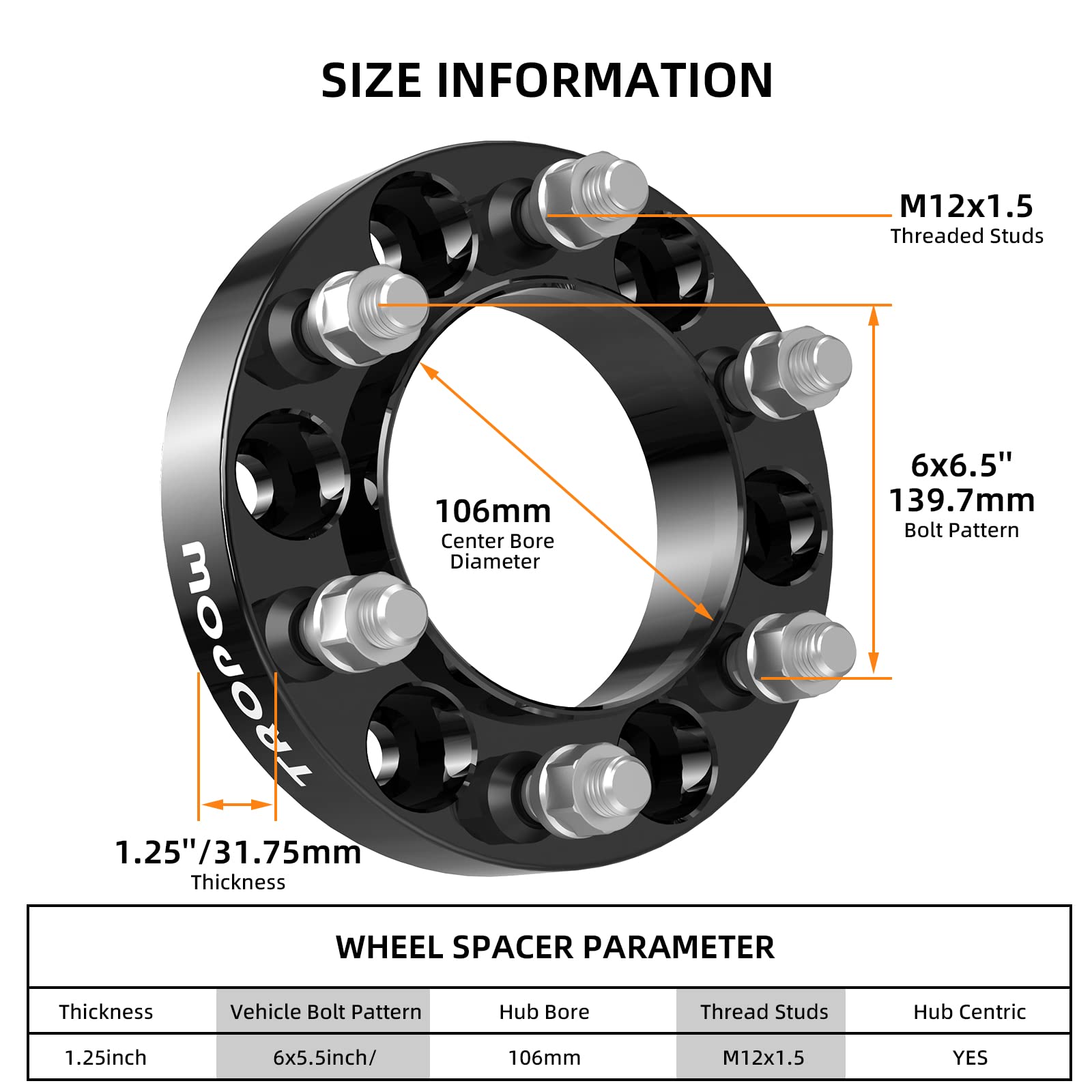 Garvee 1.5 Inch Hub Centric Wheel Spacers M12x1.5, 6x5.5 for Tacoma