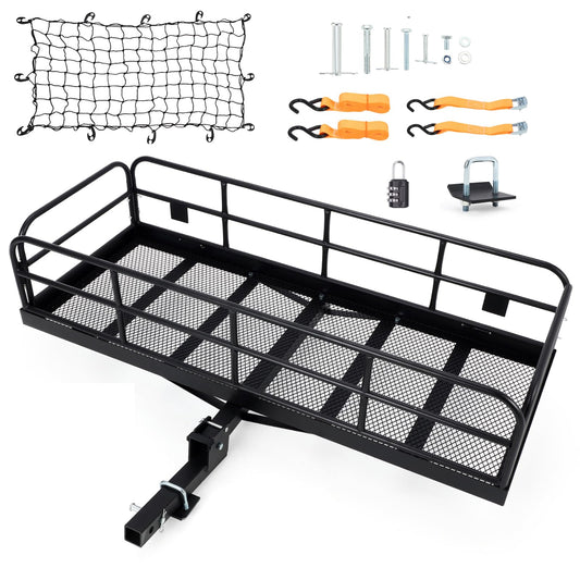 Garvee Hitch Mount Cargo Carrier Basket 60"x24"x14" Black Steel 500 Lbs Capacity for Cars and SUVs