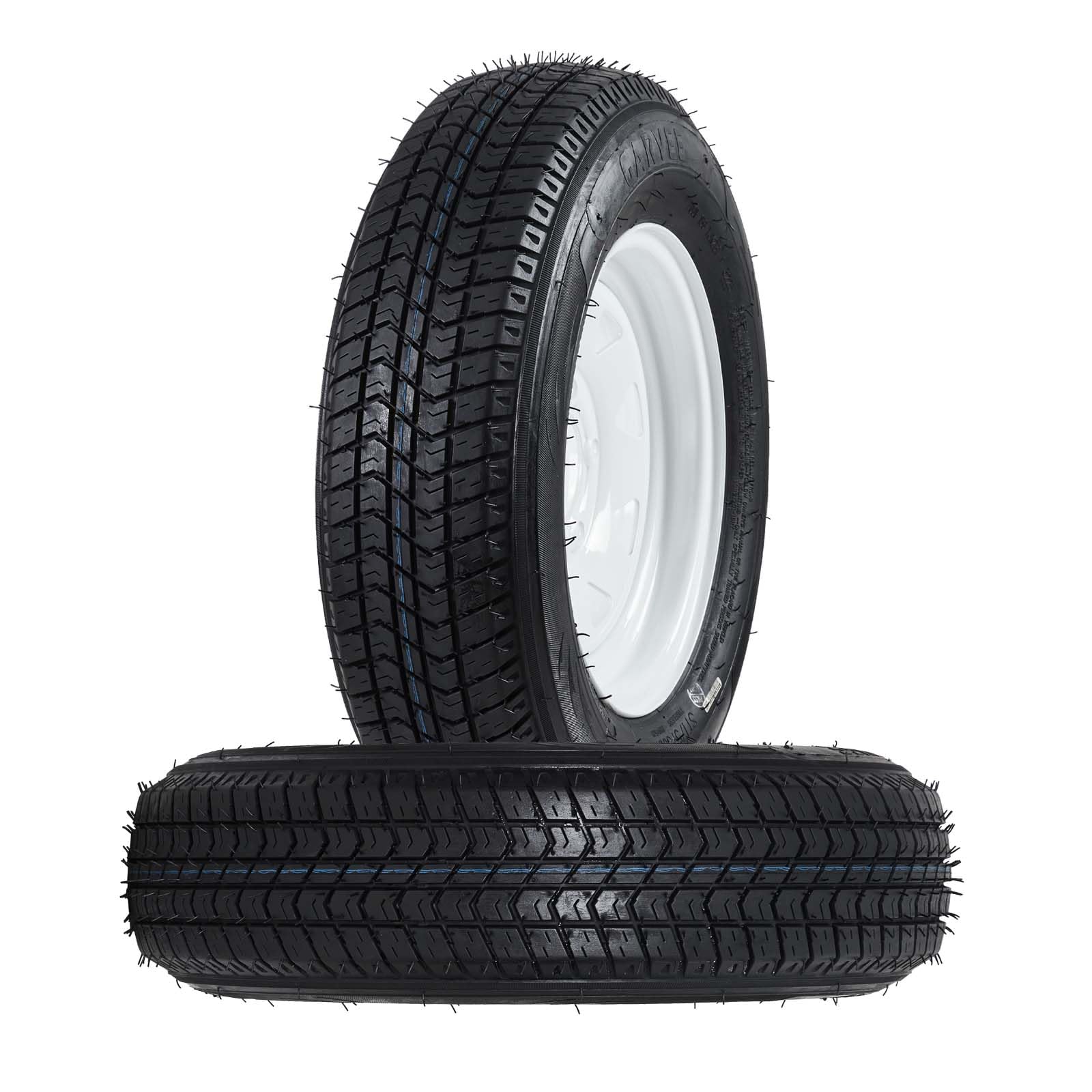 Garvee ST175/80D13 Trailer Tire and Wheel Assembly, Heavy-Duty Load Range C 6PR, 5 Lug White Modular Wheel, 13 Inch Tires for Utility and Boat Trailers, Set of 2
