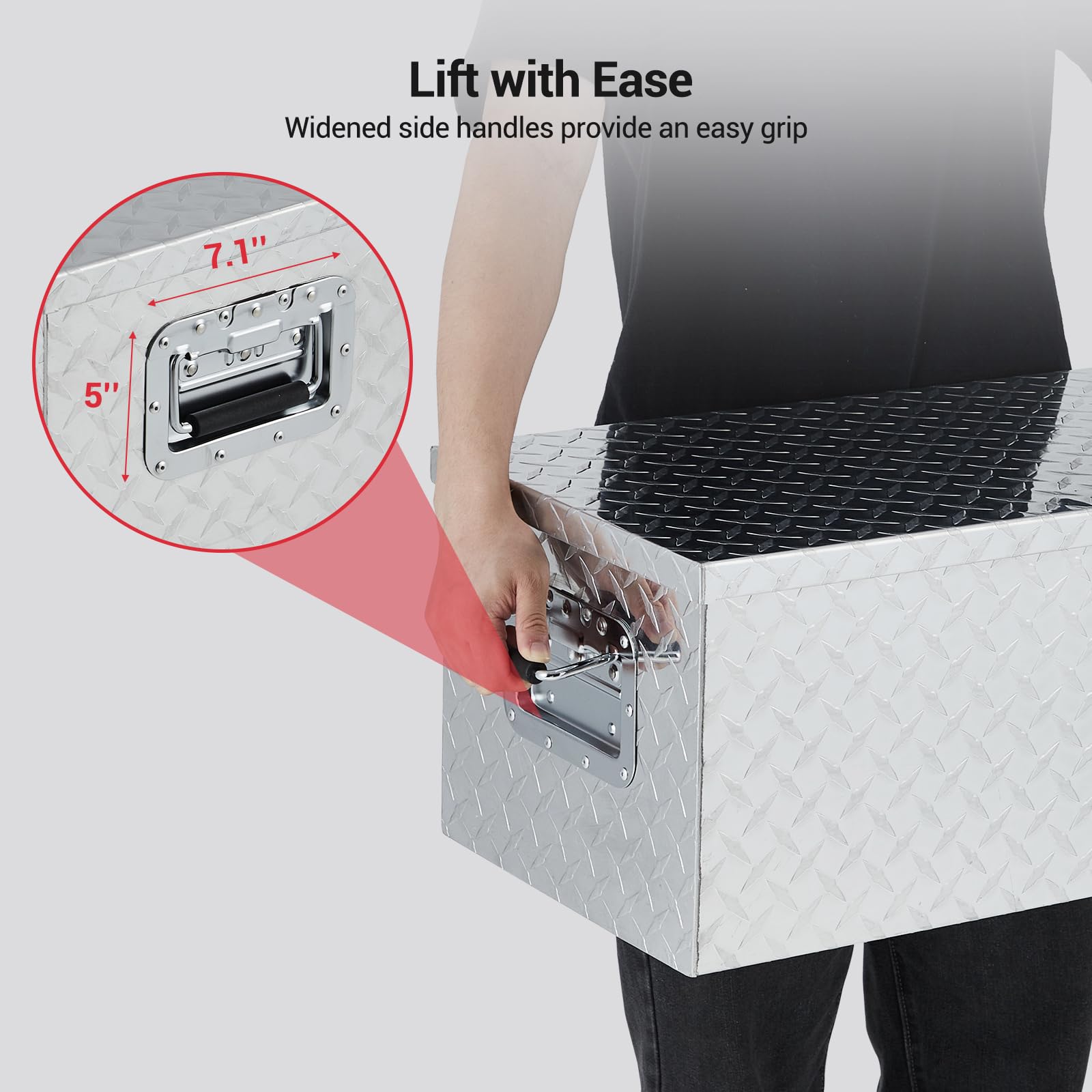 Garvee 30 Inch Aluminum Truck Tool Box, Truck Bed Storage Box with Security Lock and Wider Handles, Heavy Duty Waterproof Tool Box Organizer Chest for Pick Up Truck Rv Trailer - Silver