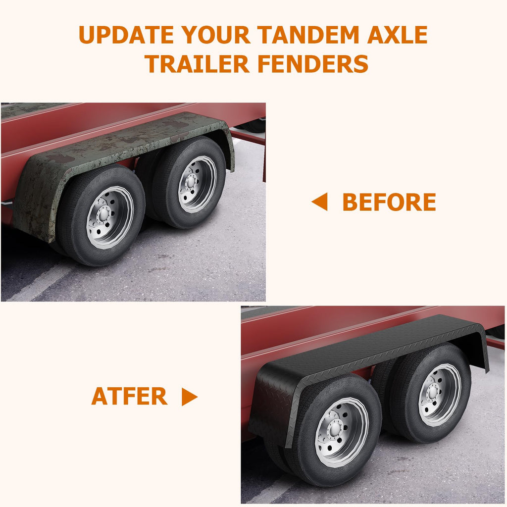 Garvee 2-Pack Heavy-Duty 14-Gauge Steel Tandem Axle Trailer Fenders - 72-7/8" x 10-1/4" x 13", Bolt-On/Weldable, Fits 13"-15" Tires for Car Haulers, Utility & Cargo Trailers, Assembly required