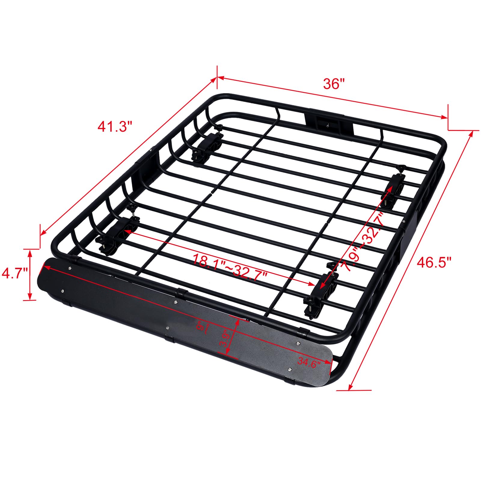 Garvee 41.3 x 36 Inch Universal Roof Rack Cargo Carrier Basket for Camping Traveling, 42 Inches, Black