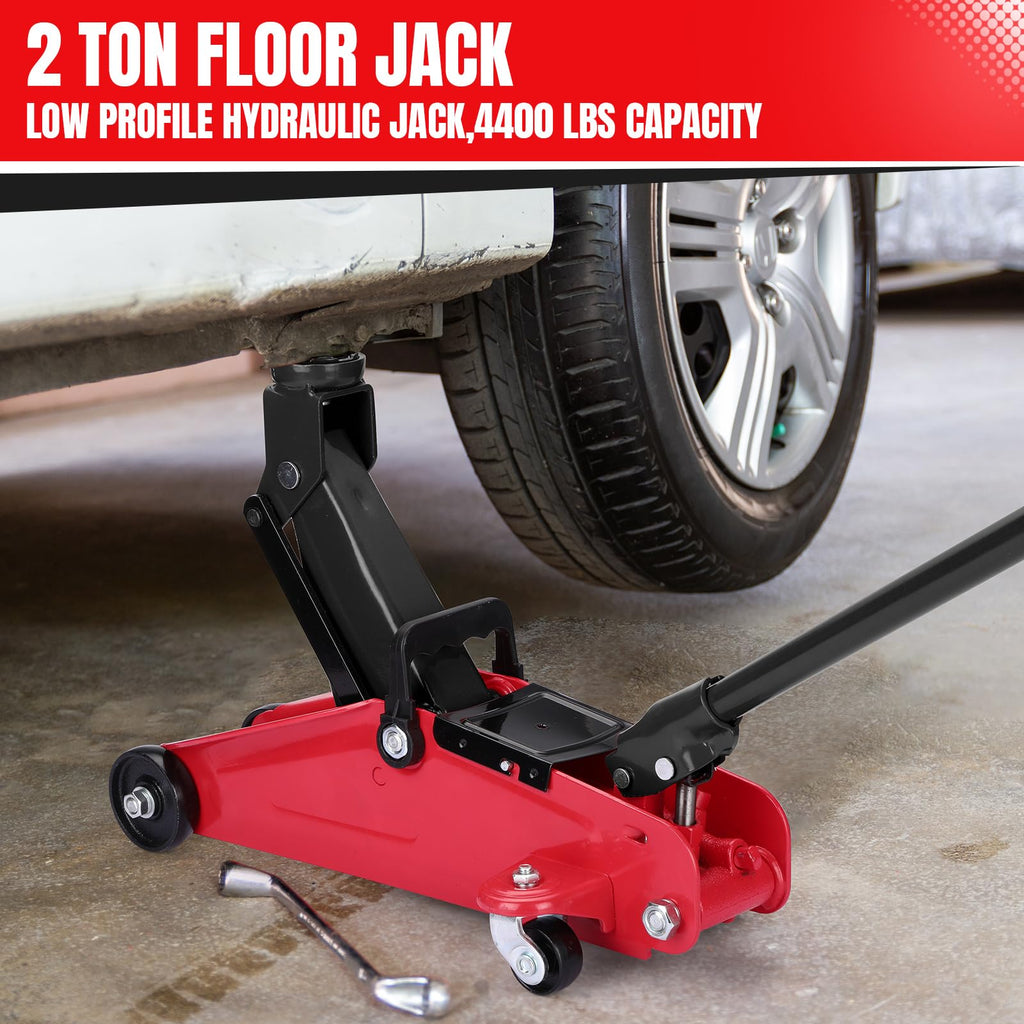 Garvee 2 Ton Hydraulic Floor Jack Portable Car Lift Jack Heavy Duty Steel 3.35-13 Inch Range