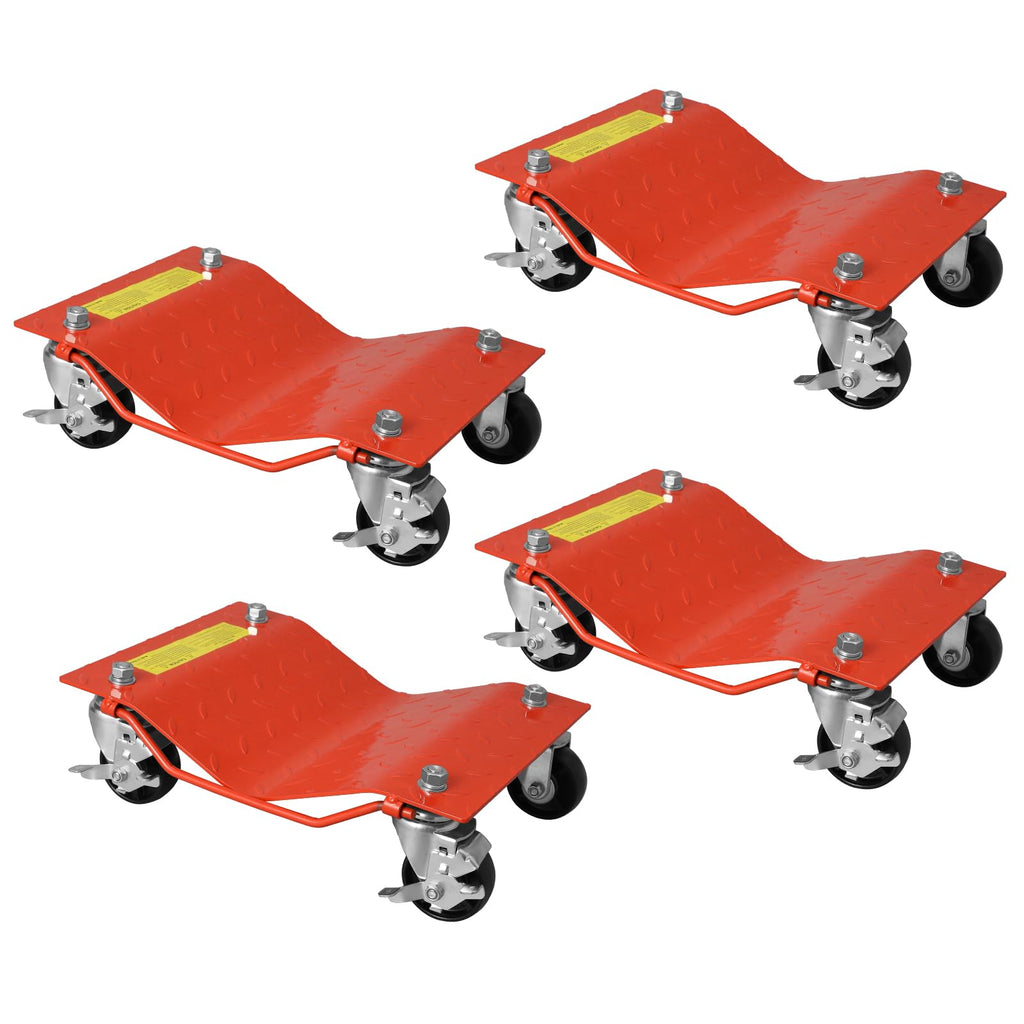 Garvee Car Dolly Set of 4 - Heavy-Duty Vehicle Wheel Dollies for Moving Cars, Motorcycles, and Trucks in Garage, 6,000 lbs Capacity, Orange