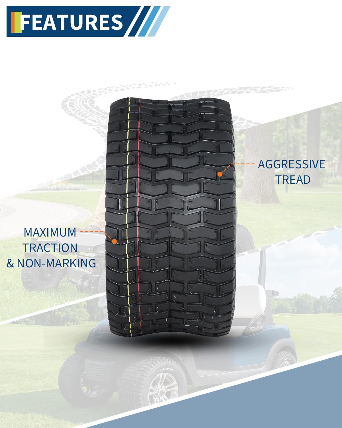 Garvee 2 Pack 20x10.00-8 Lawn Mower Tire V Pattern Tubeless For Lawn Garden Mowers Utility Vehicles 20x10-8 Black