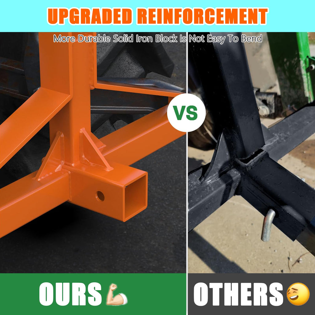 Garvee 3 Point 2" Trailer Hitch Receiver Heavy-Duty for Category 1 Tractors Compatible with Kubota BX LM25H WLM Tractor NorTrac Yanmar Kioti Cat 3 Point 2"-Orange