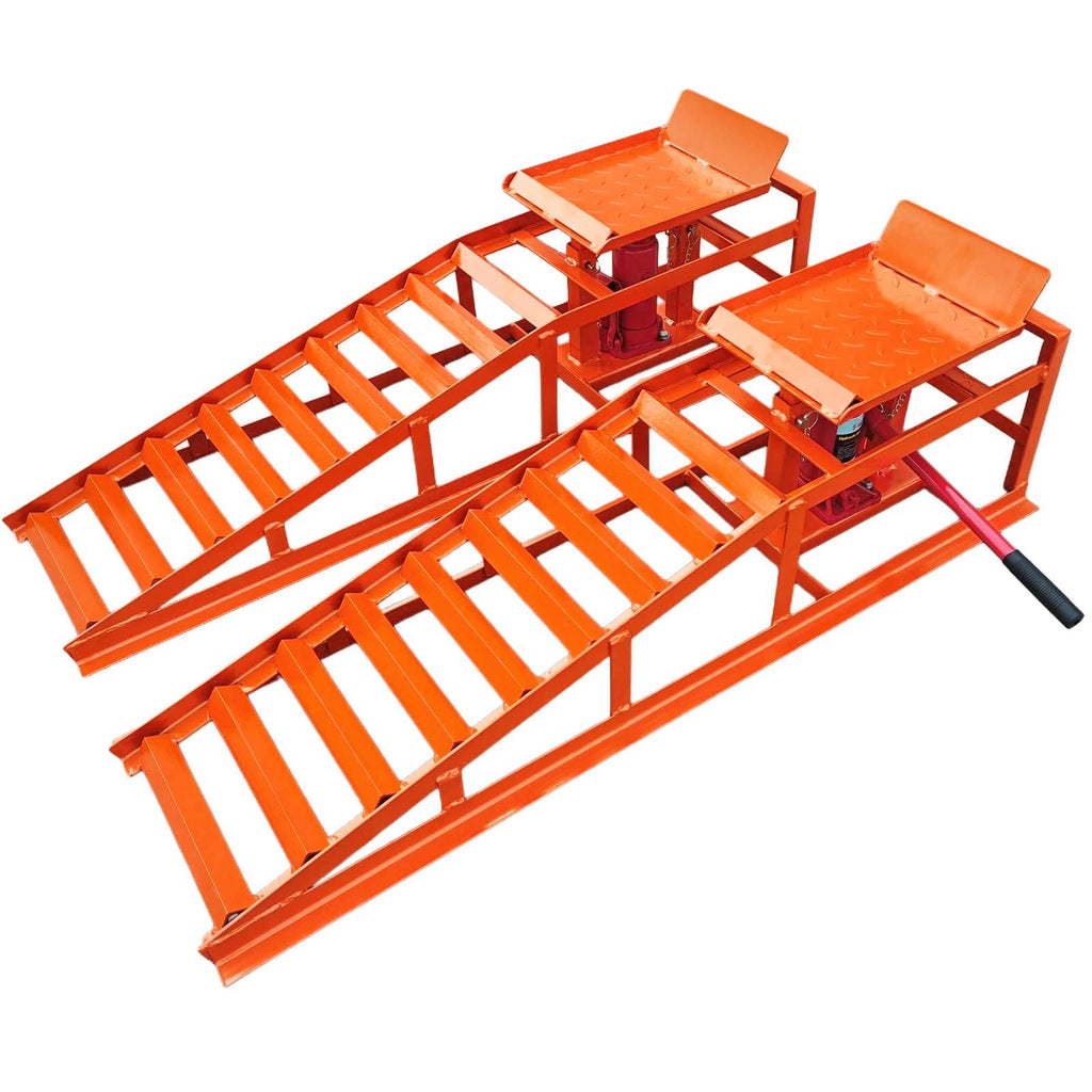 Garvee Car Truck Service Ramps, Heavy Duty Truck Vehicle Lift Ramps, 2 Pack 12000LBS Load Capatity Portable Car Ramps for Oil Changes,Car Lifts for Home Garage,Vehicle Auto Garage Repair (Orange)