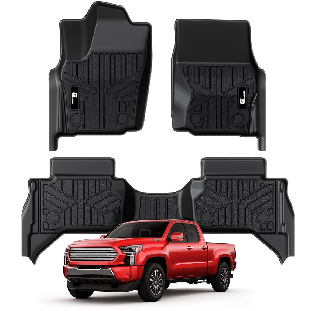 Garvee Floor Mats All Weather Custom Fit TPE Liners for 2024 2025 Toyota Tacoma Double Cab Front & Rear 2 Row, Black