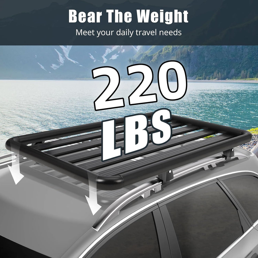 Garvee 63"X43"X6.3" Roof Cargo Basket Extra Storage Tubular Steel SUV Camping