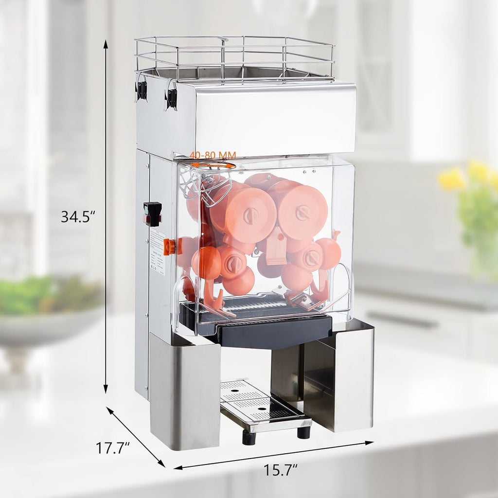 Garvee Commercial Automatic Juicer Machine 120W (110V) – High-Speed 30 Oranges/Min, Detachable Filter & Peel Bins, SUS304/PP for Cafes/Gyms