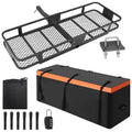 Garvee Hitch Mount Cargo Carrier Basket (60" x 20" x 5.9") – 200 lbs Capacity, Includes 15 Cubic Feet Waterproof Bag, Hitch Stabilizer, Net & Straps, 2-Inch Folding Shank, Steel Construction
