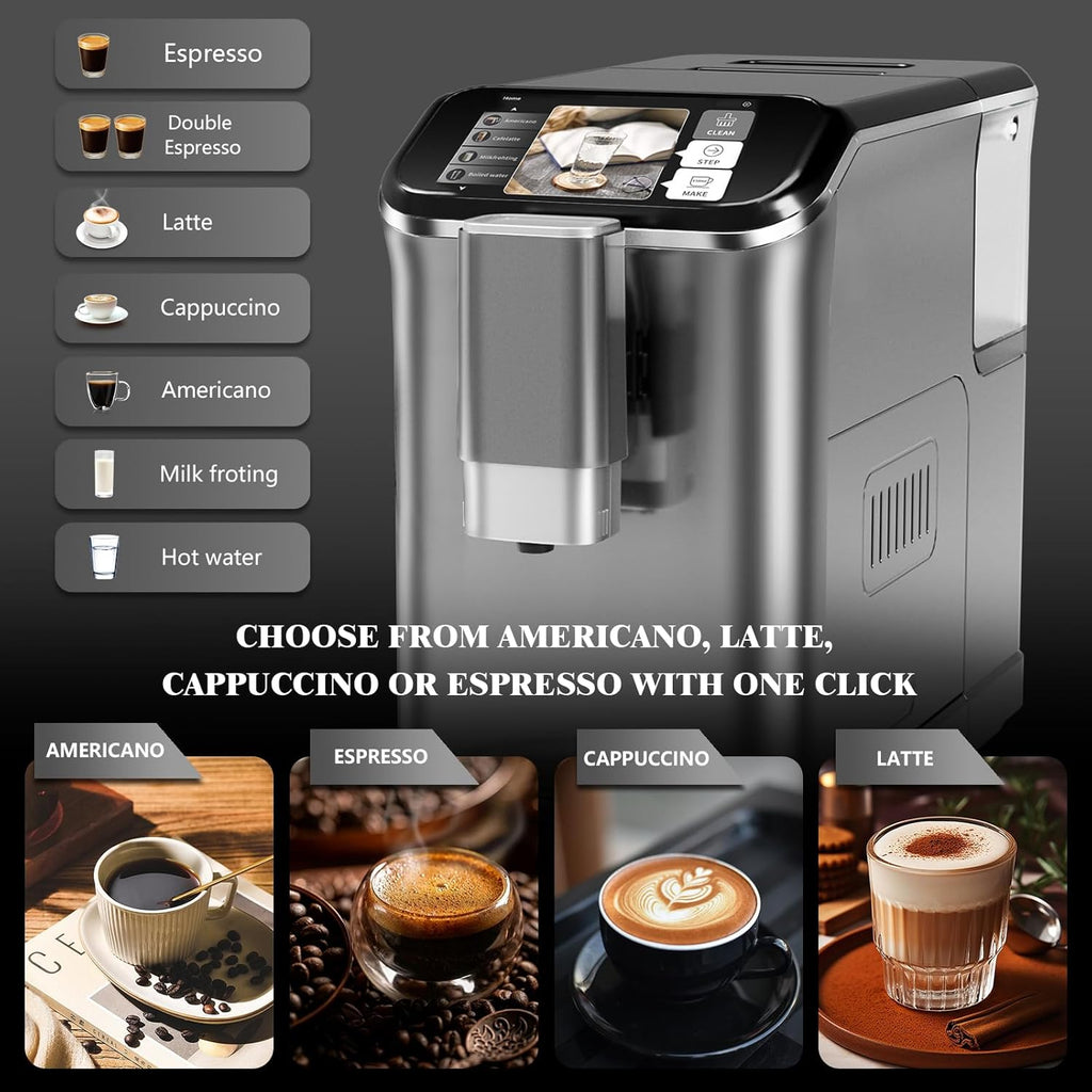 Garvee Fully Automatic Espresso Machine 20 Bar, 1350W Espresso and Cappuccino Machine with Automatic Milk Frother, Gift for Coffee Lover