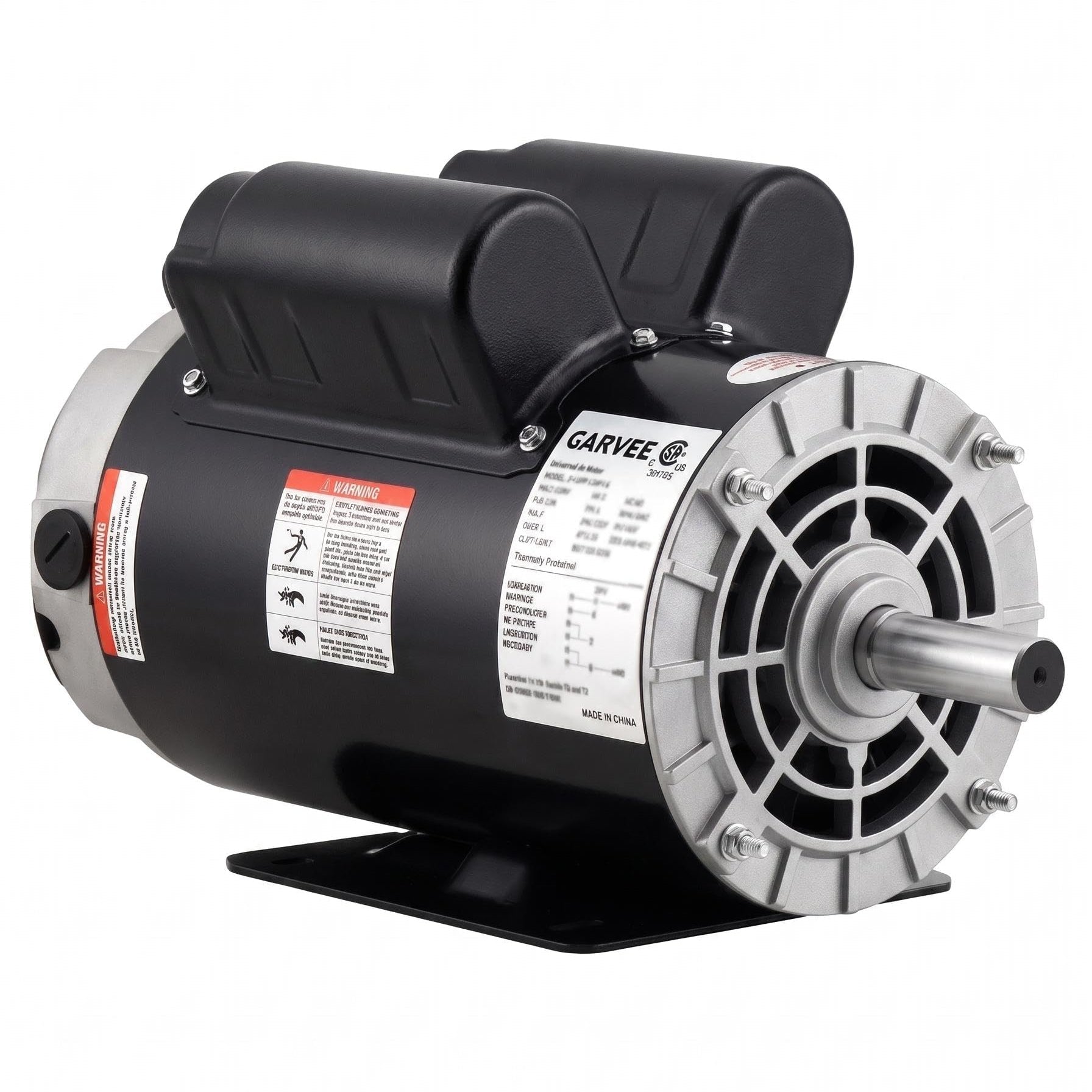 Garvee 5HP SPL Air Compressor Electric Motor - 230V, 56 Frame, 3450 RPM, 5/8" Keyed Shaft, 60 Hz, Ultra-Quiet, Dual CW/CCW Rotation