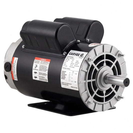 Garvee Ultra Quiet 3HP Air Compressor Motor, 230V Single Phase, 3450 RPM, 56 Frame, 5/8" Keyed Shaft, Copper-Clad Aluminum, Dual CW/CCW, Industrial Replacement