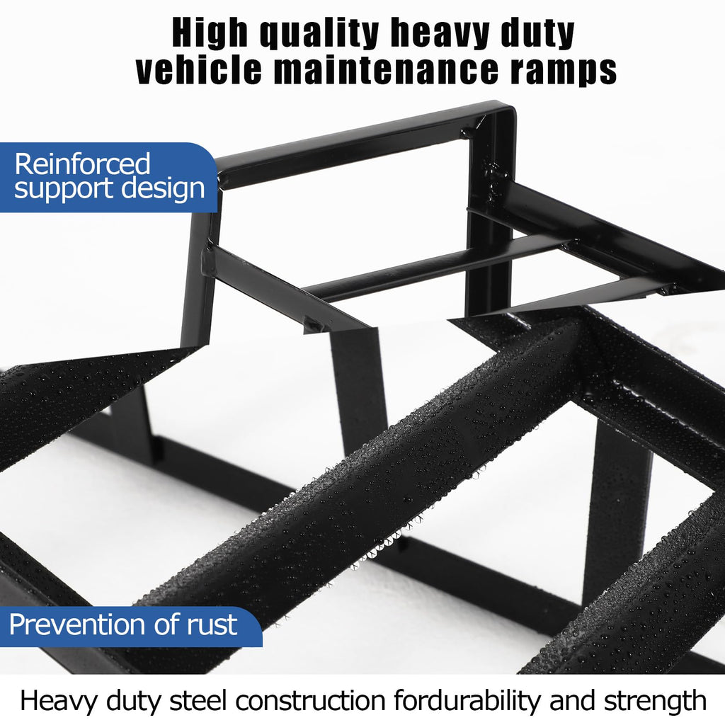 Garvee 2Packs 5Ton Steel Car Ramps Heavy Duty Drive Up Car Lift Ramp for Home Garage Vehicle Repair 8.7IN Black