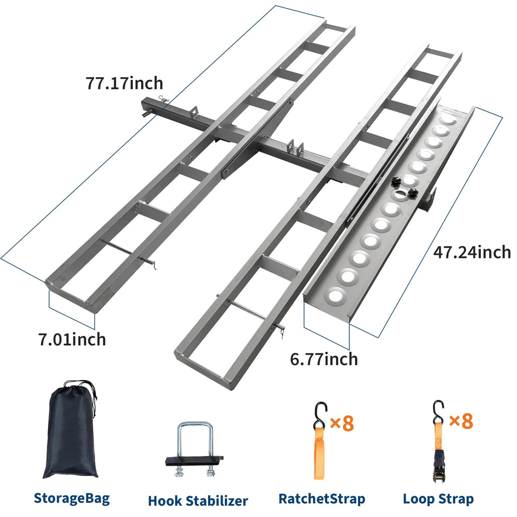 Garvee Motorcycle Carrier 600Lbs Ultra-Duty Hitch Rack with Arched Non-Slip Ramp, 2" Hitch Compatible, Anti-Wobble System for Dirt Bike Transport, Black