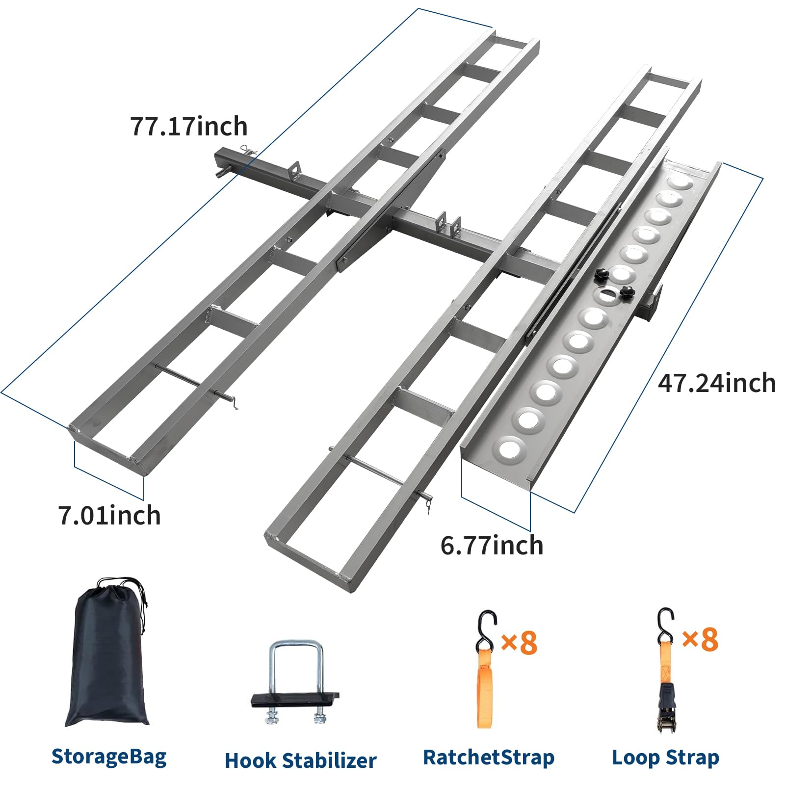 Garvee Motorcycle Carrier 600Lbs Ultra-Duty Hitch Rack with Arched Non-Slip Ramp, 2" Hitch Compatible, Anti-Wobble System for Dirt Bike Transport, Black