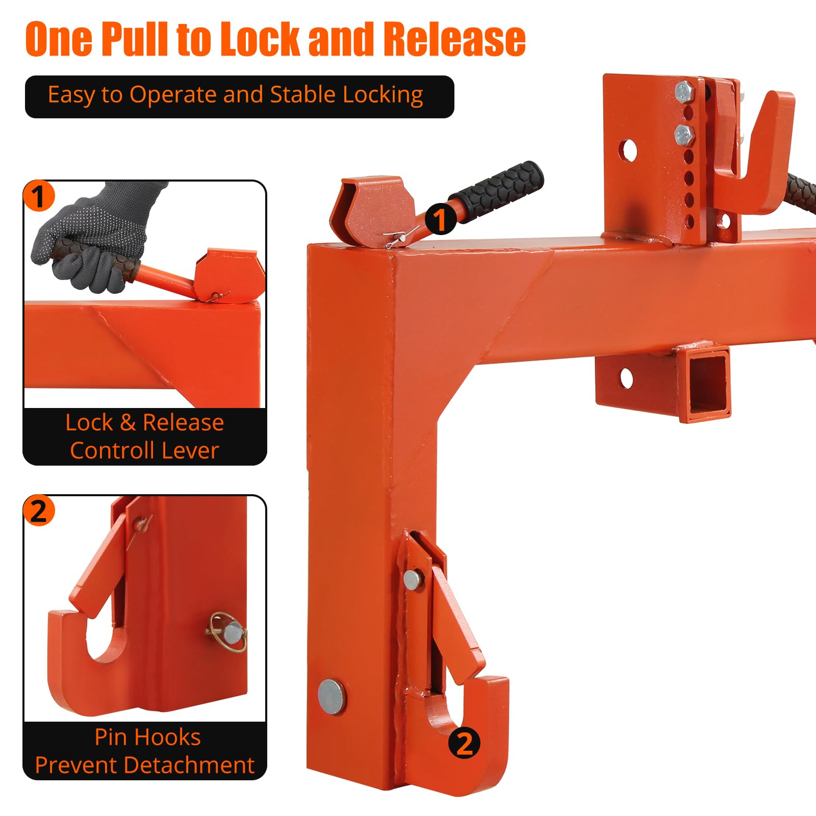 Garvee 3 Point Quick Hitch 3000 LBS Lifting Capacity Tractor - Orange