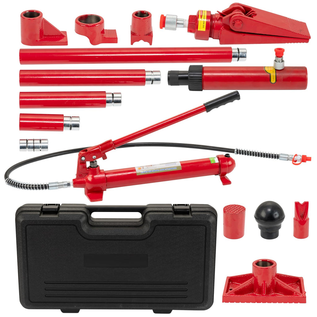 Garvee 12 Ton Porta Power Hydraulic Jack Kit with 4.6 ft Oil Hose for Car and Truck Repair, 26455 Lbs Capacity, Storage Case Included