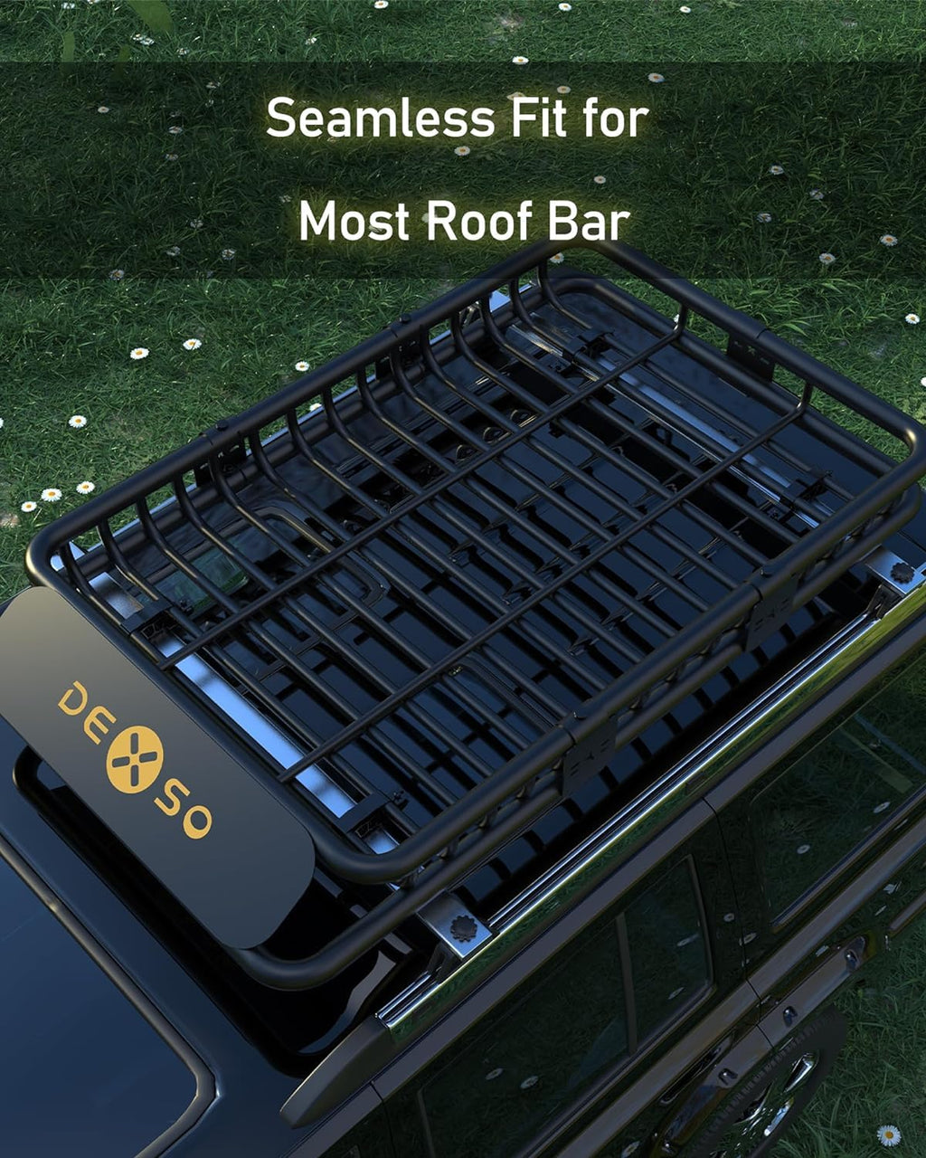 Garvee Roof Cargo Basket, Roof Rack Cargo Basket with Waterproof Cargo Bag Roof Basket Cargo Carrier, Universal Cargo Roof Rack Basket Luggage Bag (15 Cubic Feet Luggage Bag, 46"x 36"x 5" Roof Rack)