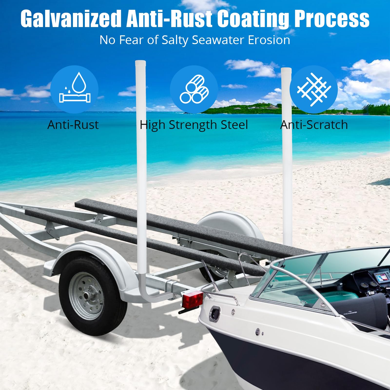 Garvee 60" Adjustable Design Trailer Guide Poles, Trailer Guides with PVC Pipes,2PCS Rustproof Steel Trailer Guide, Boat Trailer Guide with Light