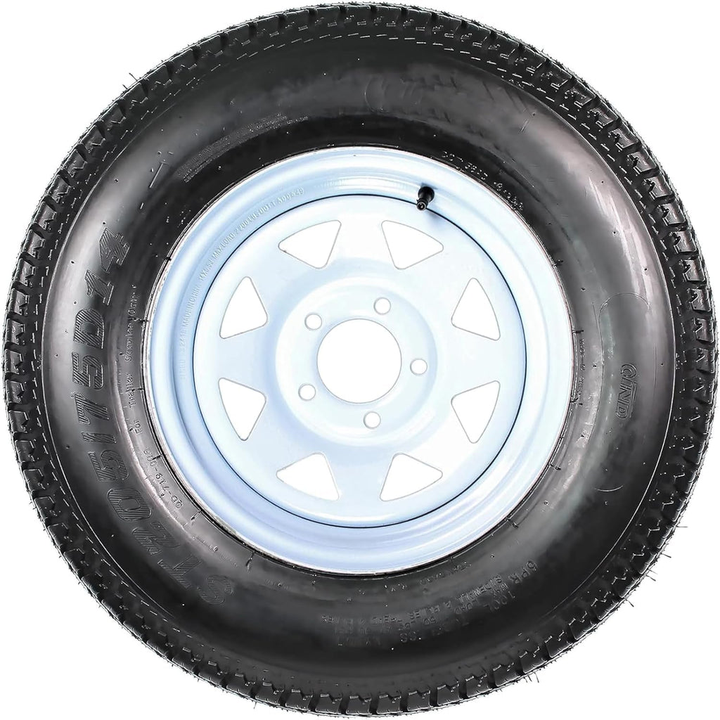 Garvee Set of 4 ST205/75D14 Trailer Tires with 14'' Rims, 5 Lug 4.5'', Load Range C, 6PR, White, Durable All-Season