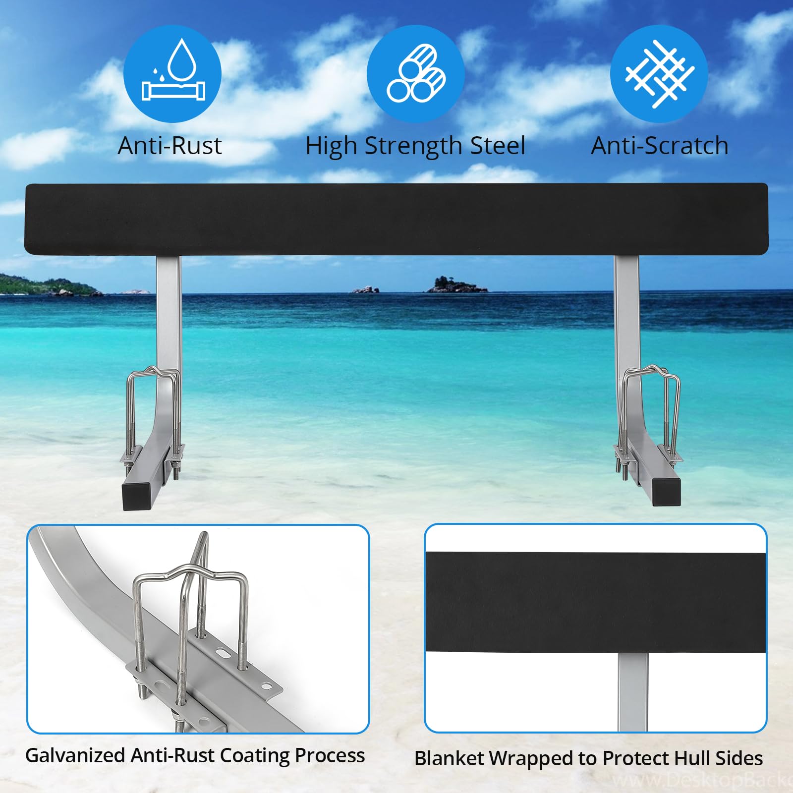 Garvee 45" Boat Trailer Guide, Rustproof Steel, Carpet-Padded Boards, Includes Mounting Parts, Flexible Installation, Marine Use, Ski/Fishing/Sailboat
