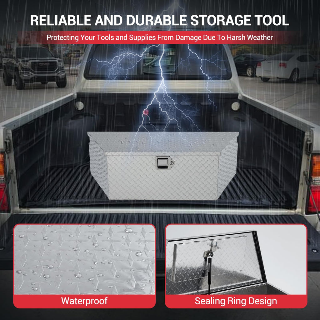 Garvee 39Inch Trailer Tongue Boxes,Heavy Duty Aluminum Trailer Tool Box With Lock and Keys,Diamond Plate Storage Box,Waterproof Trailer Box for Pick Up Truck Bed,RV Trailer