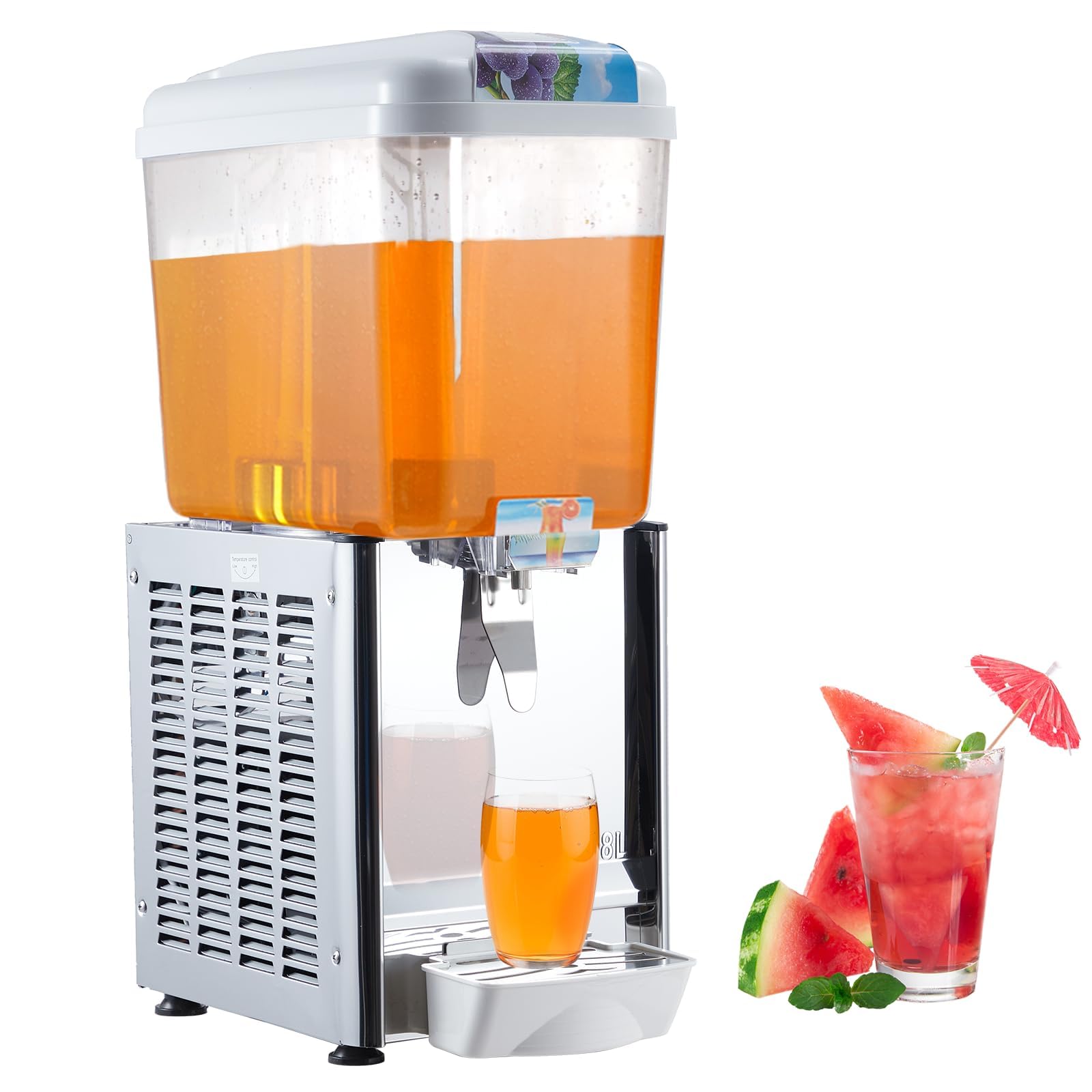 GARVEE 18L (4.8 Gallon) Commercial Juice Dispenser, 1 Tank 180W, Stainless Steel Beverage Dispenser for Lemonade, Party, Restaurant