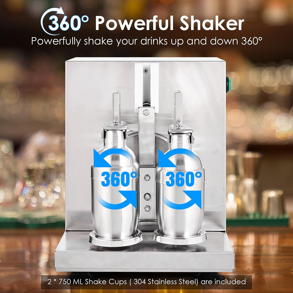 Garvee Automatic Milk Tea Shaking Machine, Garvee Electric Double Frame Milk Tea and Cocktail Shaker, 400r/min, Stainless Steel & Double Cups for for Bubble Tea, Boba Tea, Juice, Coffee, Milk, Wine
