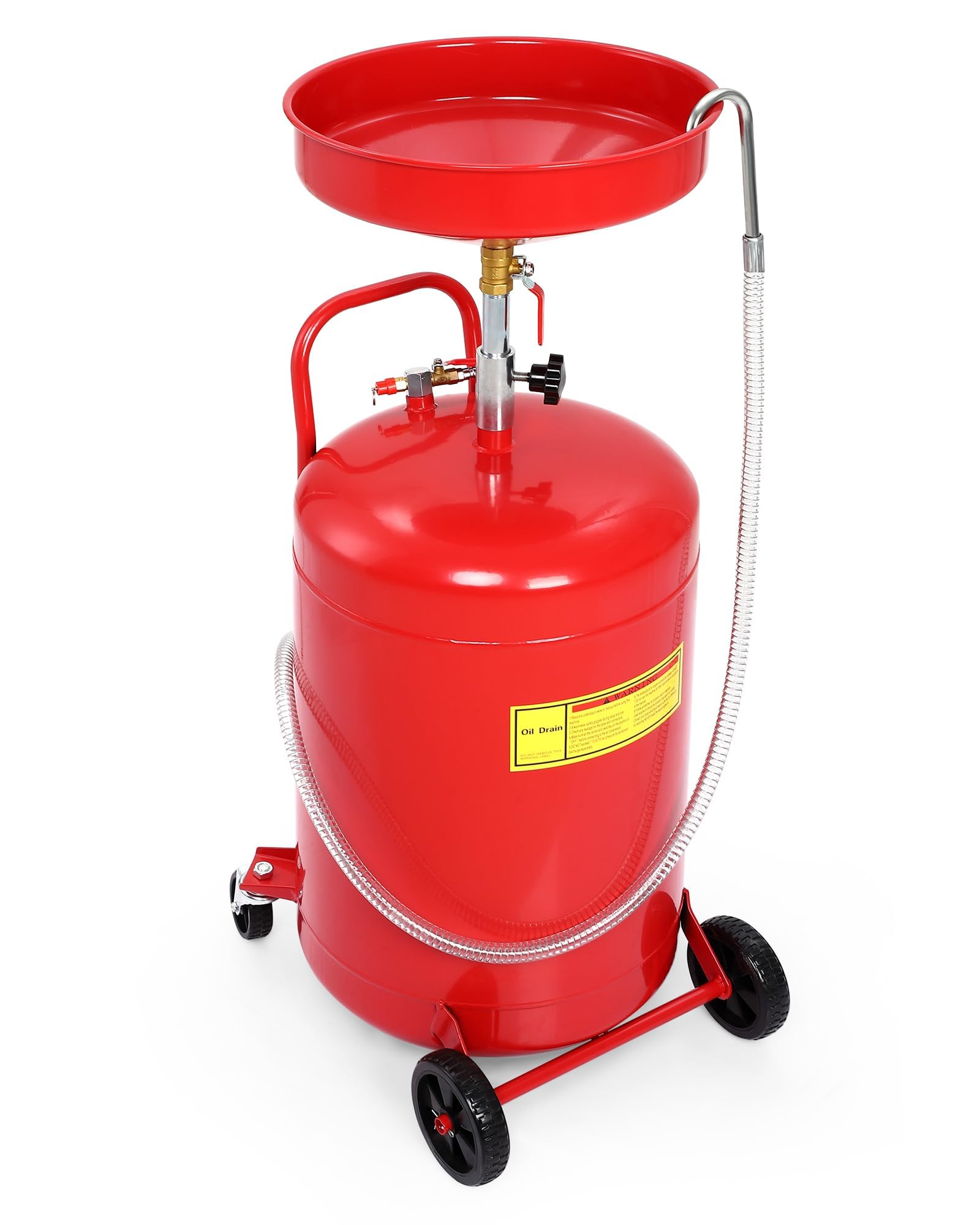 Garvee 20 Gal Oil Drain with Air Operated Portable, Adjustable Funnel with Wheel