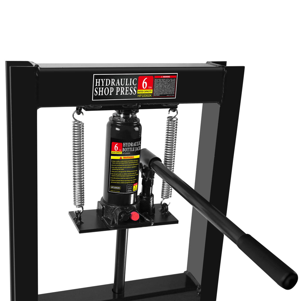 Garvee 6 Ton Hydraulic Press H-Frame Adjustable Shop Press with Stamping Plates for Garage Floor Use