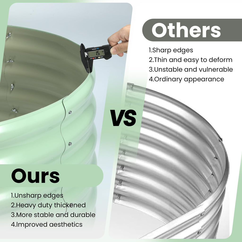 Garvee 2-Pack 6'x3'x1' Oval Galvanized Raised Garden Beds - Open Base, Large Metal Planter Boxes for Vegetables & Flowers, Tool-Free Assembly, Green
