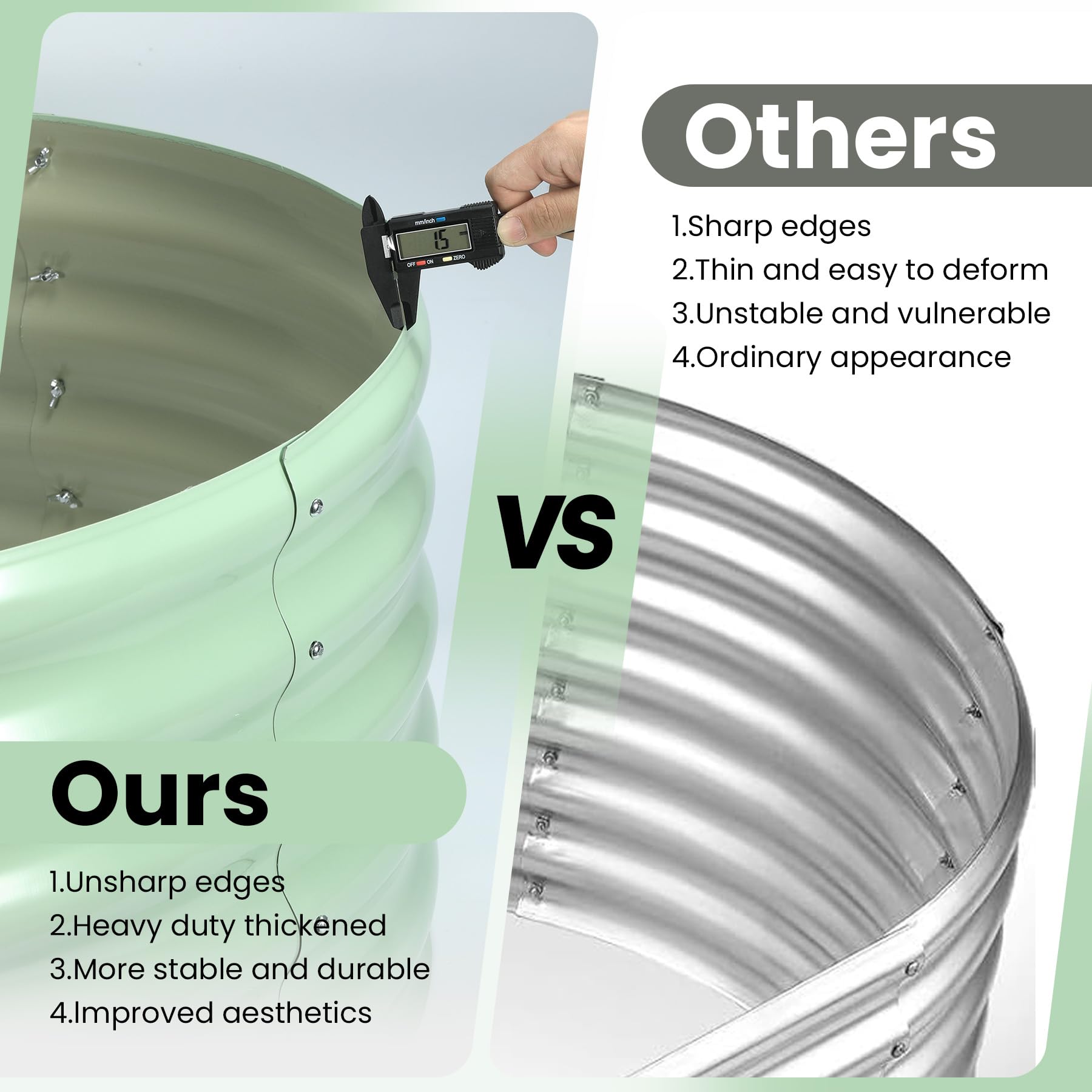 Garvee 2-Pack 6'x3'x1' Oval Galvanized Raised Garden Beds - Open Base, Large Metal Planter Boxes for Vegetables & Flowers, Tool-Free Assembly, Green