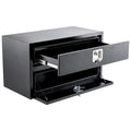 Garvee 36"x18"x20" Black Steel Truck Tool Box w/Drawer, Two-Tier Organizer, Waterproof Underbody Toolbox for Pickup, RV, Trailer, Black