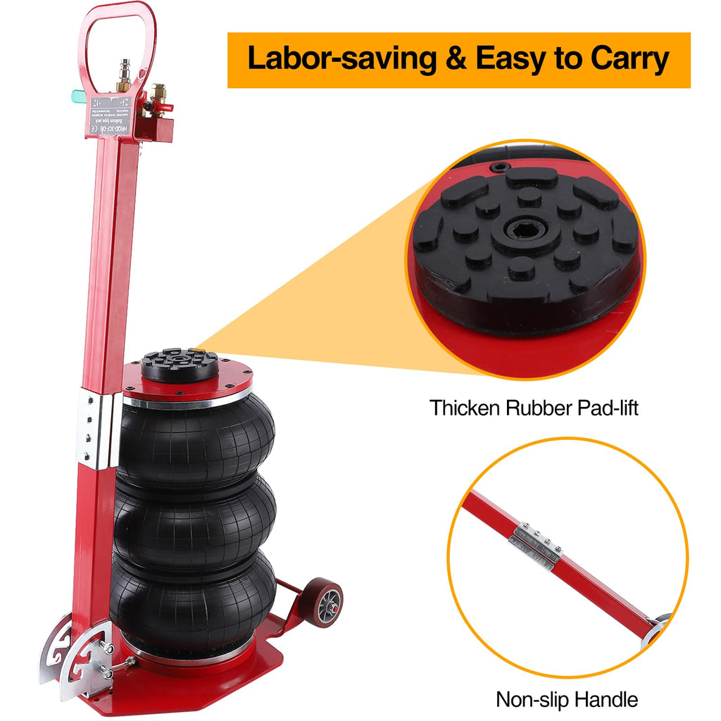 Garvee Air Jack 3 Ton Pneumatic Jack Adjustable Handle 17.7" Red Heavy Duty Car Lift
