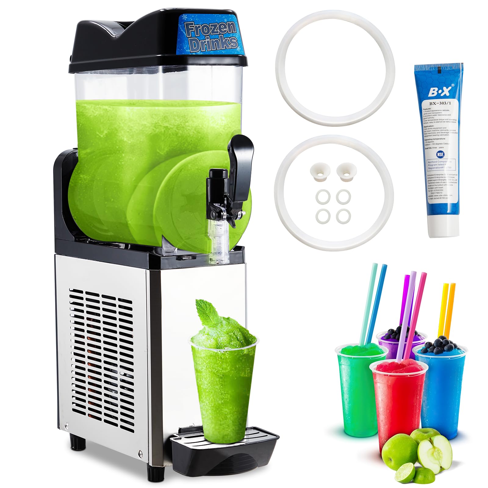 Garvee 12L Commercial Slushy Machine, 430W Compressor, 3.2 Gal Capacity, Food-Grade PC, Stainless Steel, Digital Control, Ideal for Restaurants, Bars, Pool Parties
