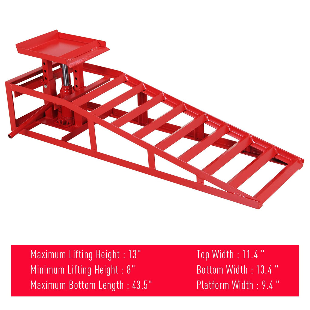 Garvee Hydraulic Car Ramps - 8820lbs/4T Capacity Low Profile Car Lift Service Ramps for Automotive Truck Trailer Garage Auto Car Repair Frame, Red