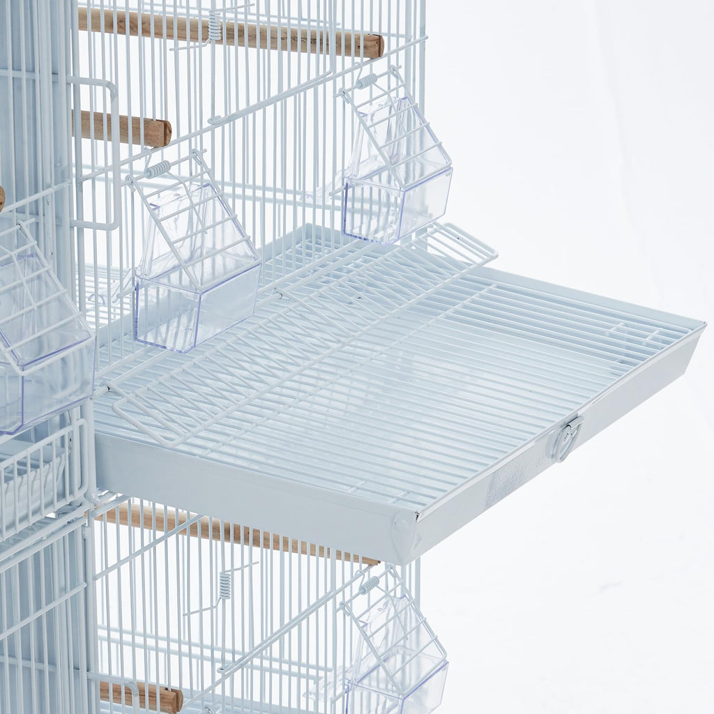 Garvee Extra Large Metal Bird Cage for Mid-Sized Parrots Cockatiels Conures Parakeets Lovebirds Budgie Finch, White, W33.5 x D11 x H67