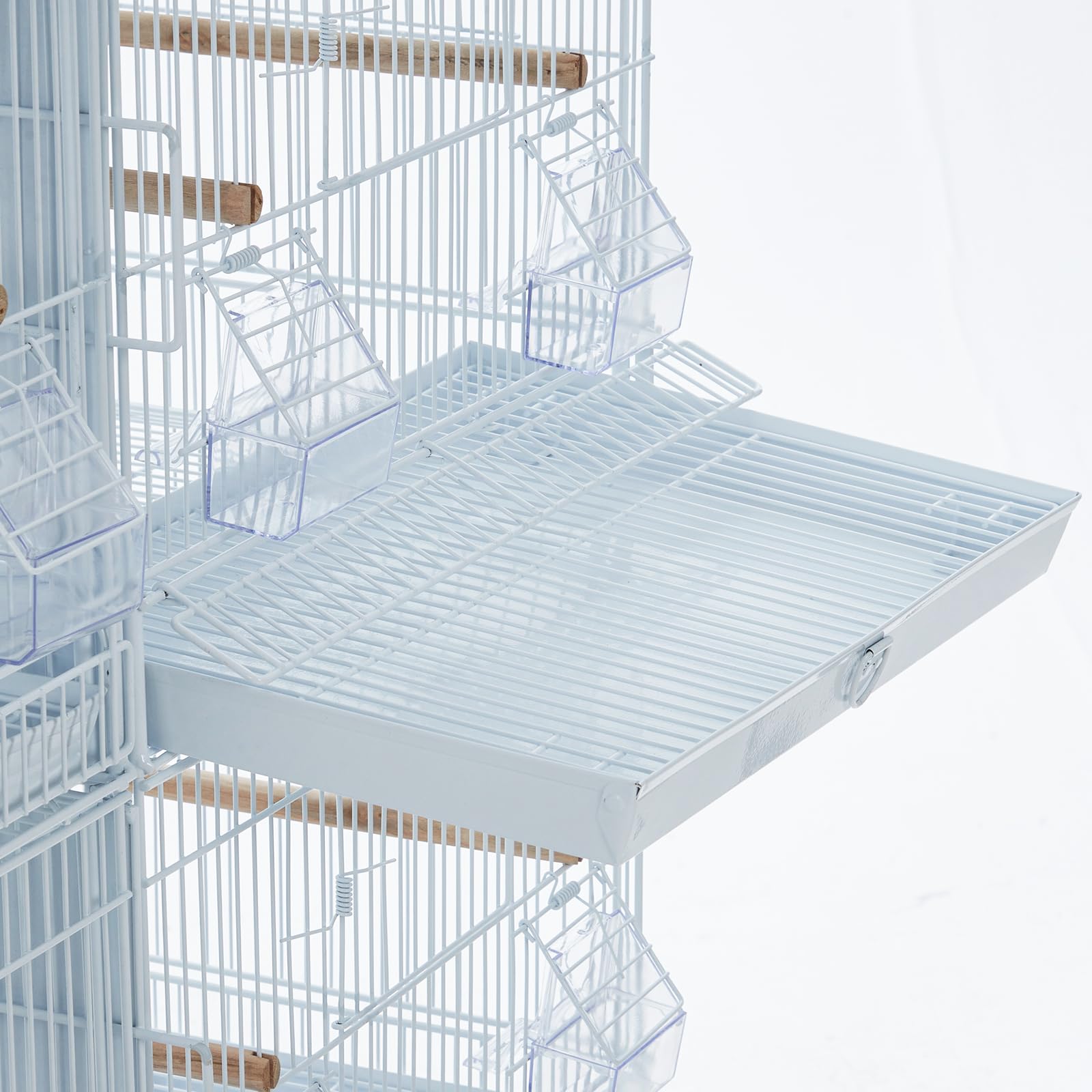 Garvee Extra Large Metal Bird Cage for Mid-Sized Parrots Cockatiels Conures Parakeets Lovebirds Budgie Finch, White, W33.5 x D11 x H67