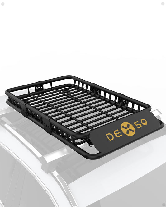 Garvee Roof Rack Cargo Basket, 64"x 39"x 6" Rooftop Carrier with 200 LB Capacity & Waterproof Coating, Heavy Duty Universal Luggage Holder for SUVs, Jeep Cherokee, Wrangler, Toyota RAV4-Black