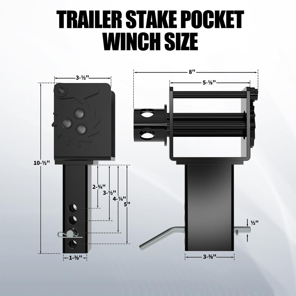 Garvee Trailer Stake Pocket Winch Utility Capacity 16200 LBS For Flatbeds Trailers Trucks Black Steel