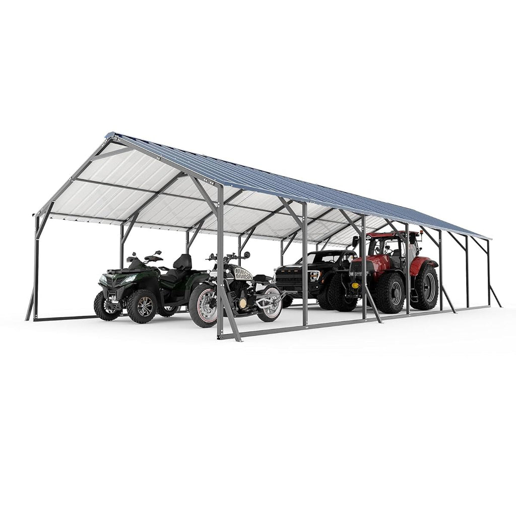 Garvee All-Weather Enclosed Steel Carport Garage – 20x30 FT Vertical Roof Shelter for Multiple Vehicles – Outdoor Storage for Full-Size Pickup Trucks, Boats, Tractors – Size: 20x30FT