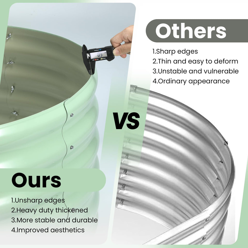Garvee 8'x2'x1.5' Galvanized Oval Raised Garden Beds Open Base, Tool-Free Assembly Planter Boxes for Vegetables & Flowers, Green