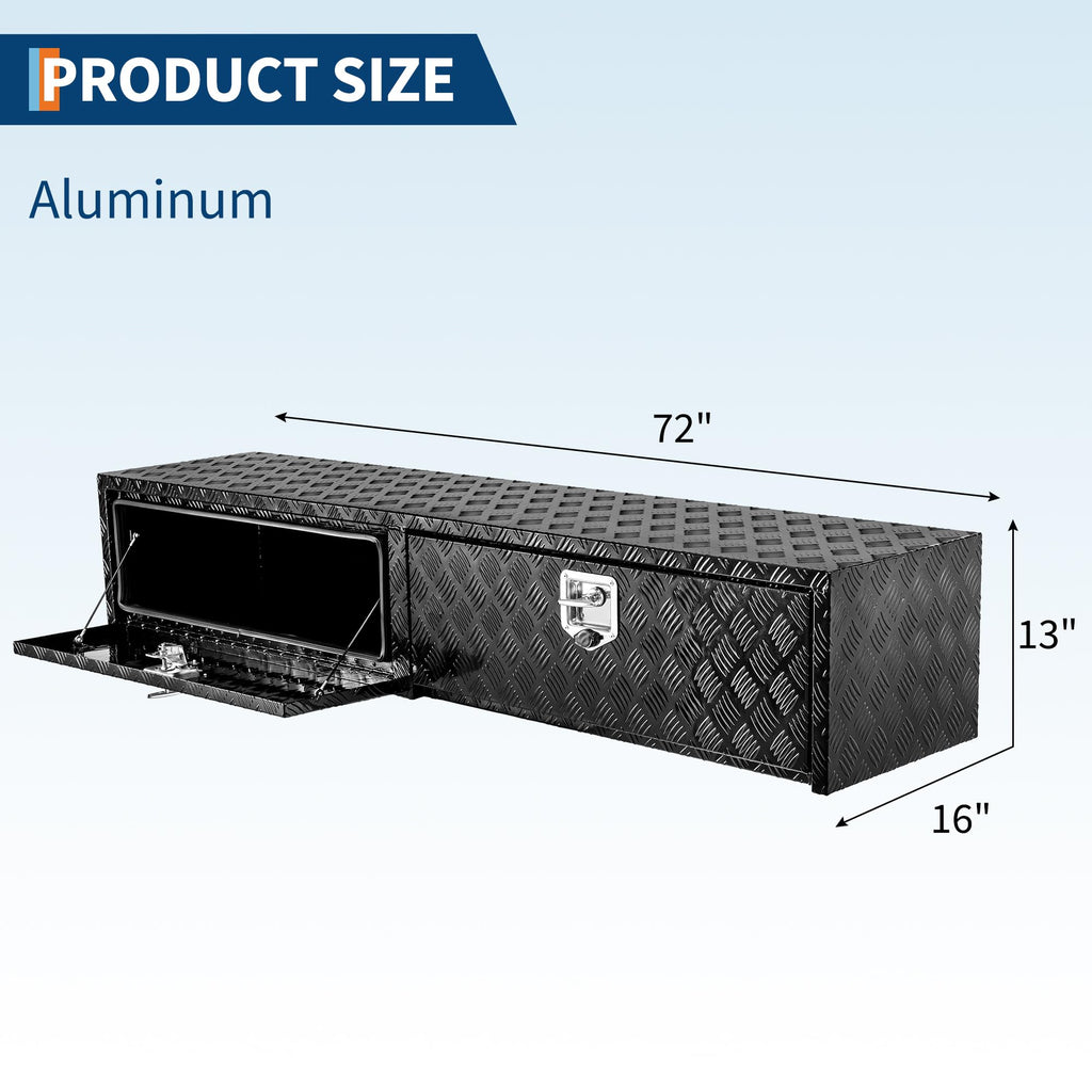 Garvee 72'' Truck Tool Box Heavy Duty Aluminum Storage Tool Box With Lock For Pickup Truck Bed RV Trailer, 72x16x13, Black