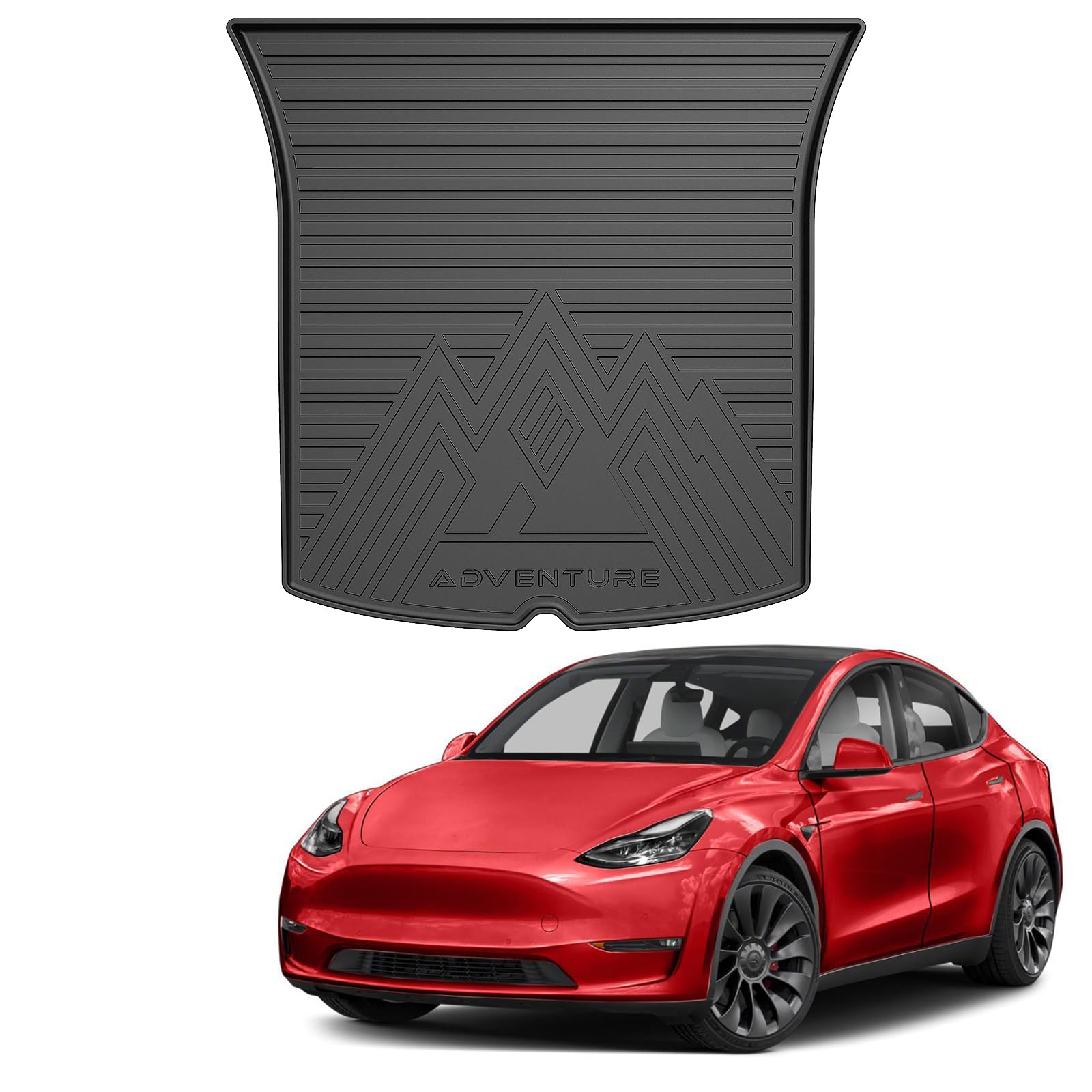 Garvee Trunk Mat for 2020-2024 Tesla Model Y 5-Seat- All-Weather TPE Rear Cargo Protector, Black