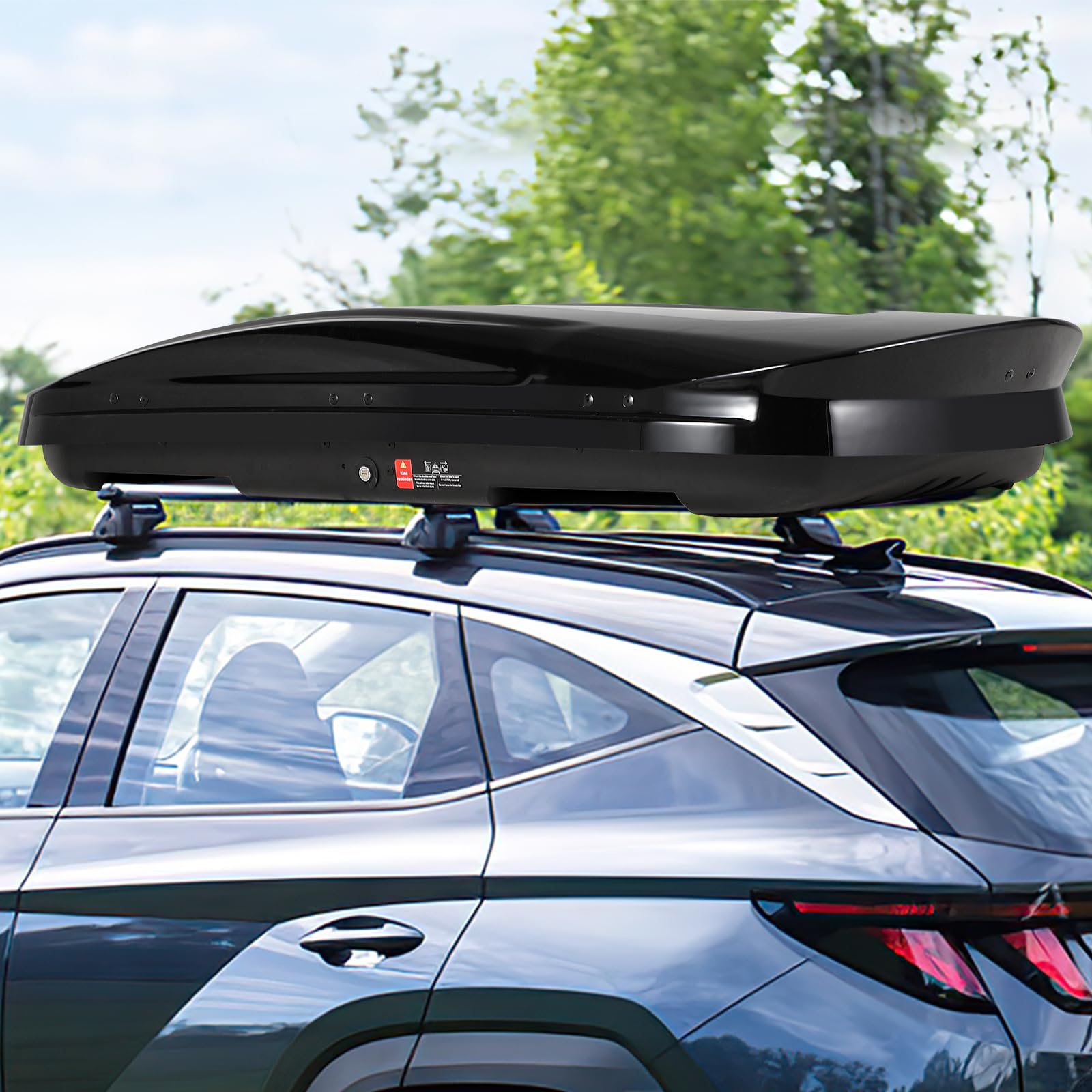 Garvee 69 Inch Rooftop Cargo Box Carrier 17 Cubic Ft Hard Shell Waterproof Storage Dual Side Opening Black
