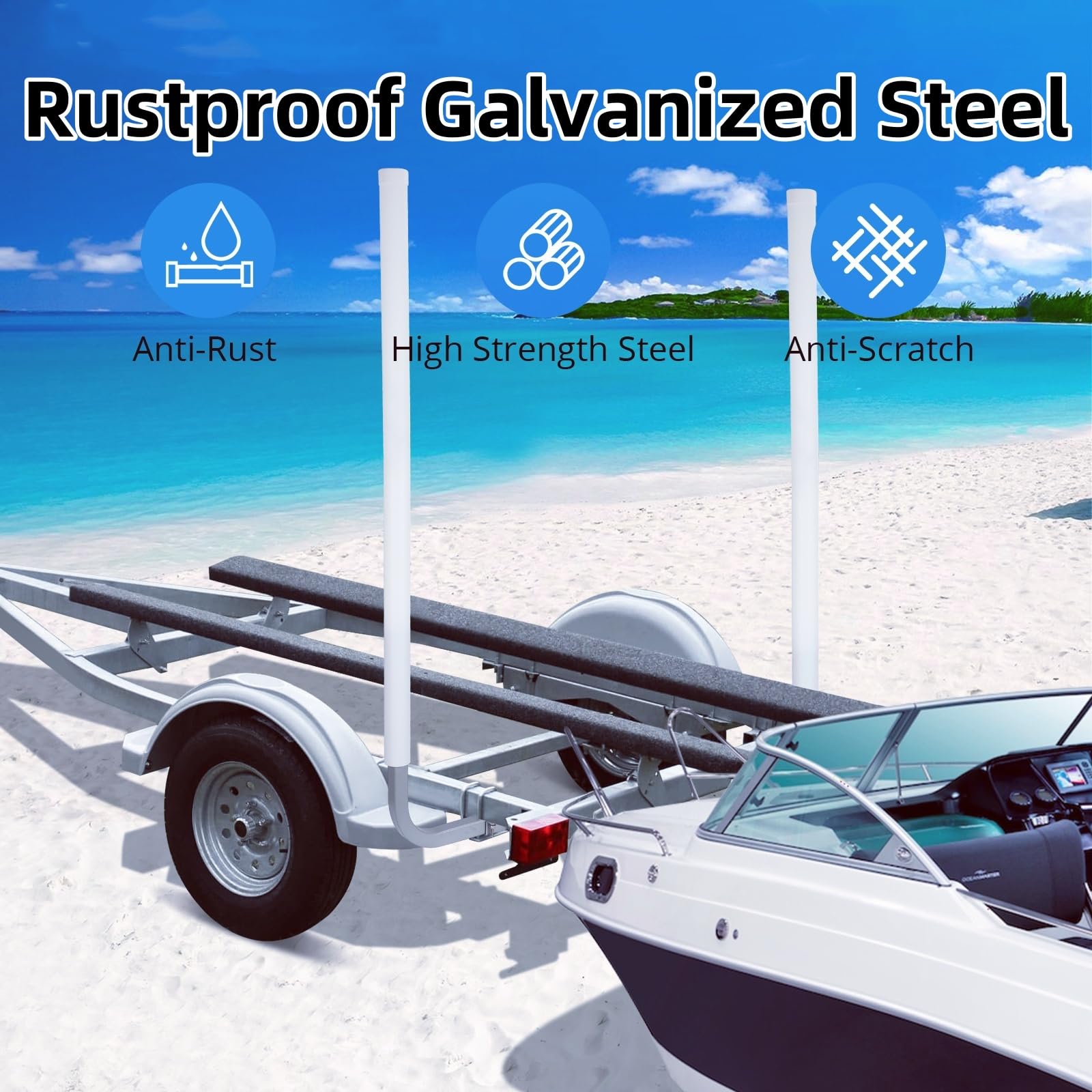 Garvee 60" Boat Trailer Guide, Adjustable Design, Rustproof Steel, PVC Pipes without Light