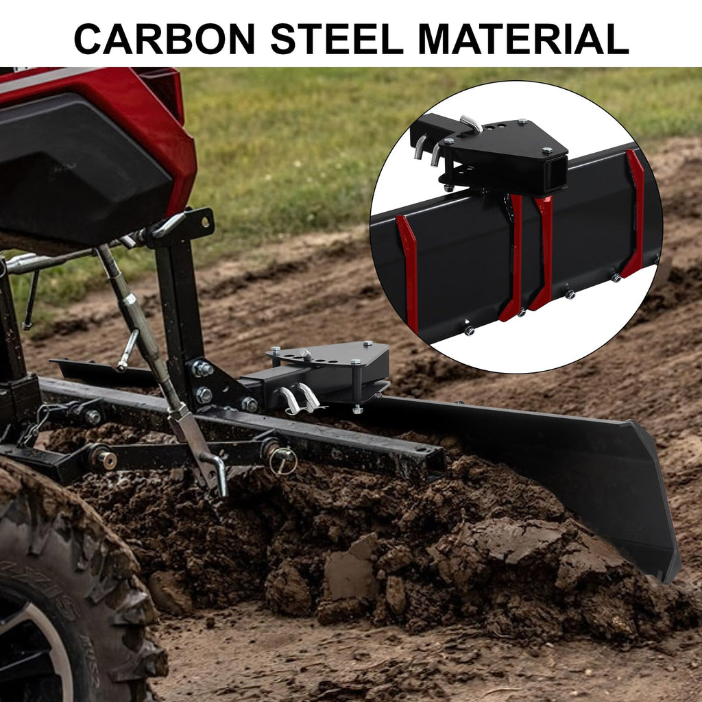 Garvee 42'' ATV/UTV Scrape Blade Implement, 3-Point Rear Grading Blade with 5 Adjustable Angles, 2'' Compatible Receivers Tow Behind Box Scraper for Grading Gravel, Landscaping, Pushing Snow