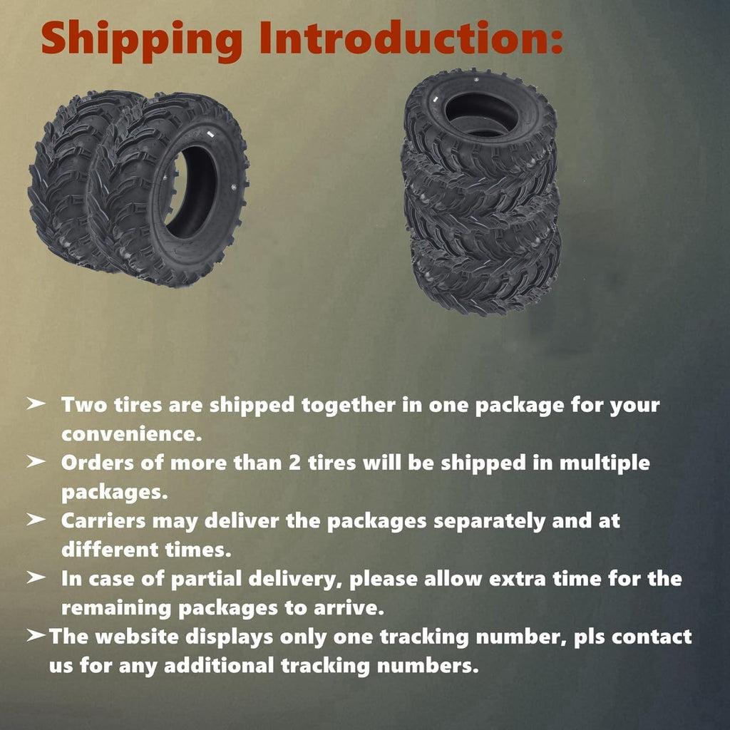 Garvee Set Of 22x10-10 & 20x7-8 ATV Tires 4 Pcs 6PR All Terrain Off Road Mud Sand Trail Tire Black